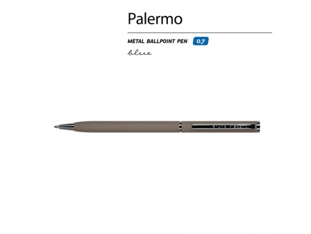 Ручка шариковая автоматическая BrunoVisconti® "PALERMO" цвет корпуса серый, soft-touch, 0.7 мм