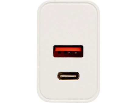 Сетевое зарядное устройство c выходами USB-A и USB-C «Recharger Pro», быстрая зарядка QC/PD, 30 Вт, белый