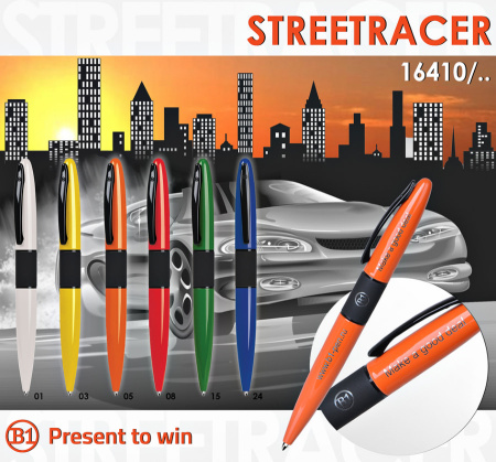 STREETRACER, ручка шариковая, синий/черный, металл