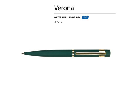 Ручка металлическая шариковая "Verona", софт-тач, 1.0 мм, зеленый