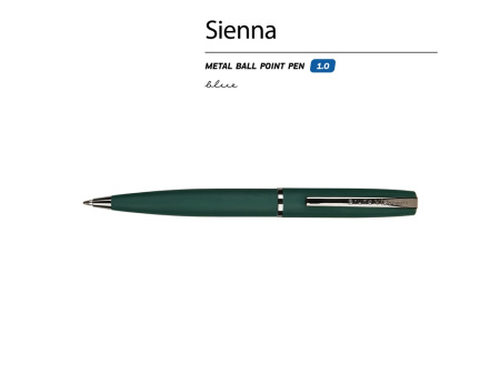 Ручка металлическая шариковая "Sienna", софт-тач, 1.0 мм, зеленый
