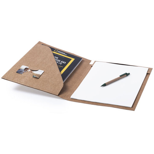 Папка BLOGUER A4 с бумажным блоком и ручкой, рециклированный картон (бежевый)