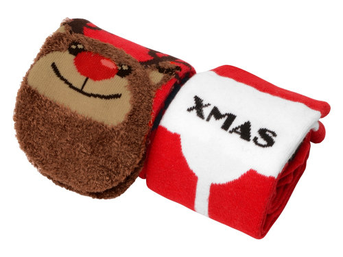 Набор носков с рождественской символикой в мешке женские, 2 пары, красный