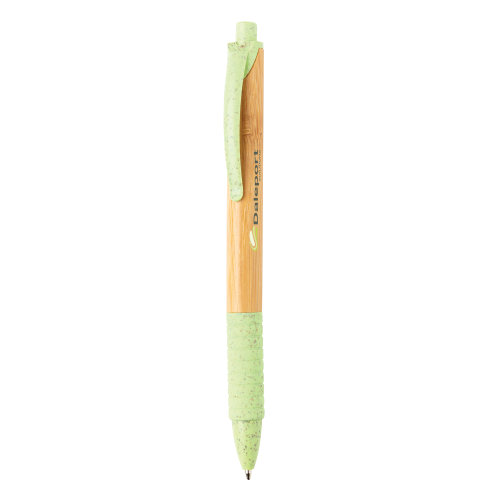 Ручка из бамбука и пшеничной соломы зеленая