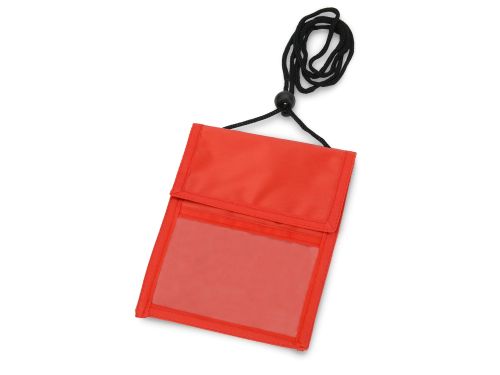 Нагрудное дорожное портмоне со шнурком красное