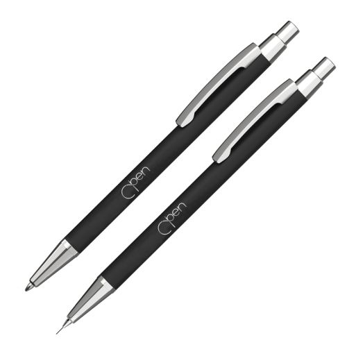 Набор "Ray" (ручка+карандаш), покрытие soft touch, черный