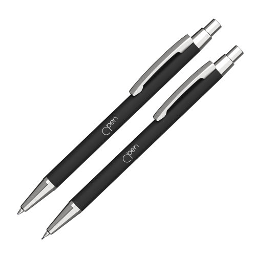 Набор "Ray" (ручка+карандаш), покрытие soft touch, черный