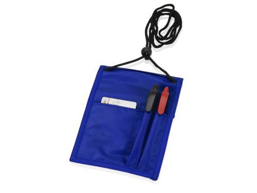 Нагрудное дорожное портмоне со шнурком синее