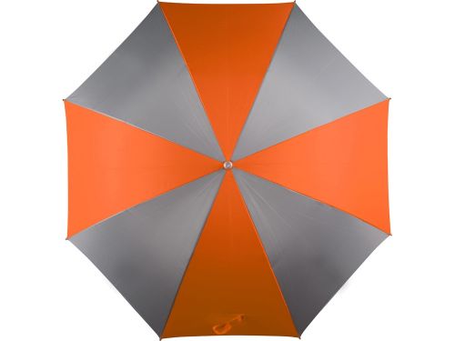 Зонт-трость механический, серо-оранжевый