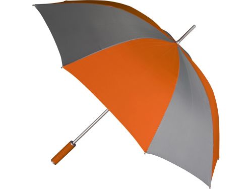 Зонт-трость механический, серо-оранжевый