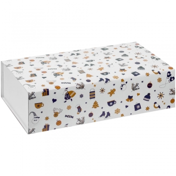 Коробка «Предвкушение волшебства» с ложементом и шубером, белая с синим