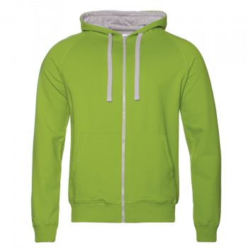 Толстовка мужская STAN с капюшоном на молнии футер без начёса 260, 61, Ярко-зелёный,  (26)  (52/XL)