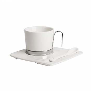 Чайная  пара  "Гармония" с ложечкой в подарочной упаковке, 200 мл, фарфор, деколь