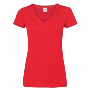 Футболка "Lady-Fit V-Neck T", красный_XS, 95% х/б, 5% эластан, 210 г/м2