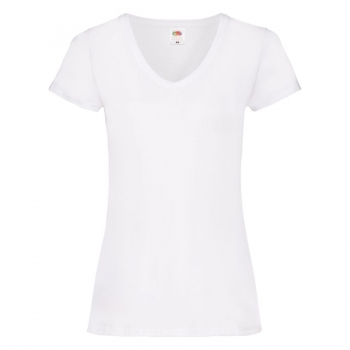 Футболка "Lady-Fit V-Neck T", белый_XS, 95% х/б, 5% эластан, 200 г/м2