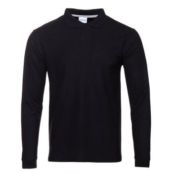 Рубашка поло унисекс STAN длинный рукав хлопок 185, 104LS, Черный,  (173)  (52/XL)