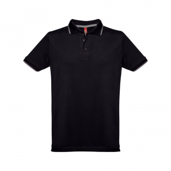 Рубашка-поло мужская SPECTRUM, к/р, чёрный/белый, S, 100% хлопок, плотность 195 г/м2