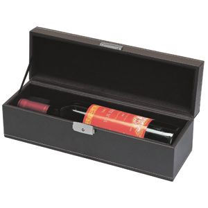 Футляр для бутылки, 34х10,3х10,2 см, искуccтвенная кожа, шильд