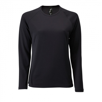 Футболка с длинным рукавом Sporty LSL Women, черная Футболка с длинным рукавом Sporty LSL Women, черная