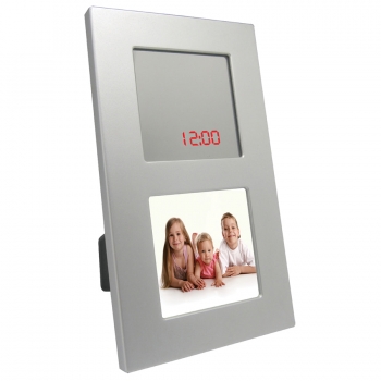 Часы-зеркало сенсорное с фоторамкой "ПОЗИТИВ", серебристый, 12х21 см, пластик, тампопечать
