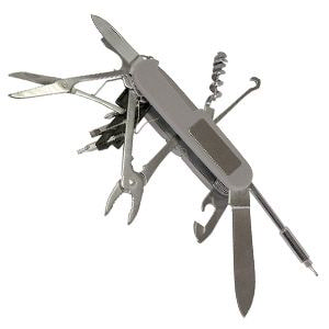 Нож складной с компасом и фонариком, многофункциональный, серый, 8,8х2х0,8см