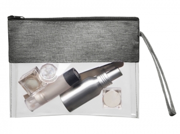 Косметичка из PVC и ткани "Leony", прозрачный/темно-серый