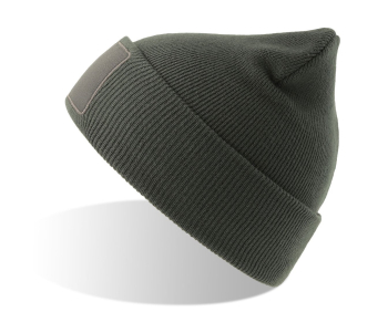 Шапка вязаная  двойная Wind-S, с отворотом и патчем, темно-серый, 100% переработанный полиэстер