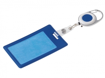 Бейдж с рулеткой-карабин "Favor", синий