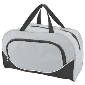 Сумка спортивная, серый с черным, 46х28х19 см, полиэстер, шелкография