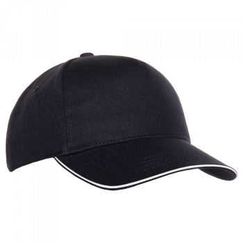 Бейсболка с кантом STAN 5 клиньев хлопок 330, 04, Чёрный,  (20)  (56-58)