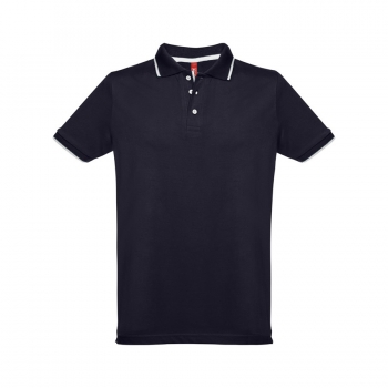 Рубашка-поло мужская SPECTRUM, к/р, тёмно-синий/белый, L, 100% хлопок, плотность 195 г/м2