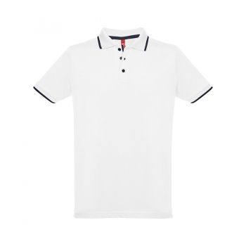 Рубашка-поло мужская SPECTRUM, к/р, белый/черный, S, 100% хлопок, плотность 195 г/м2