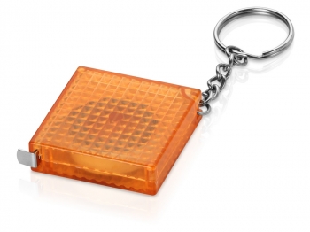 Брелок-рулетка из светоотражающего материала, 1 м., оранжевый/серебристый