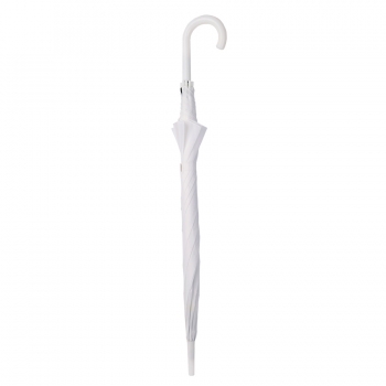 Зонт-трость с пластиковой ручкой, полуавтомат, белый, D=103 см, нейлон