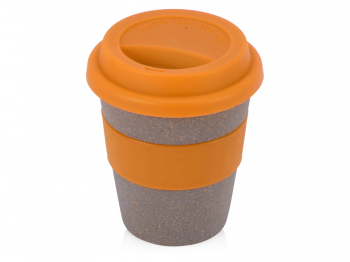 Стакан с силиконовой крышкой "Cafe", оранжевый