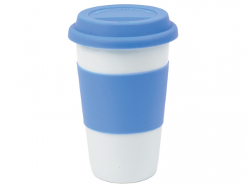 Кружка с силиконовой крышкой и манжетой  «Нью-Йорк» 300мл, голубой