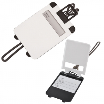 Бирка багажная  "Чемодан",  белый, 5.6*7.8 см, пластик,