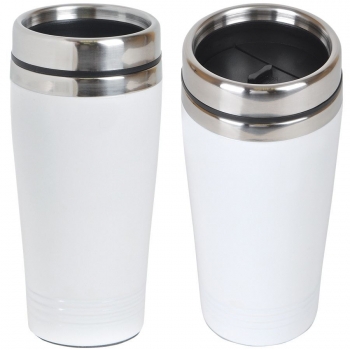 Термокружка  "WHITE" 450 мл, белый,  металл, лазерная гравировка, тампопечать