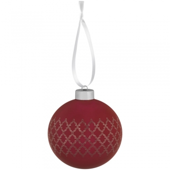 Елочный шар King с лентой, 10 см, красный