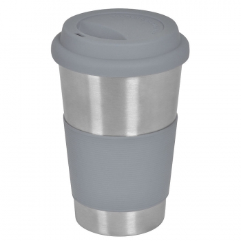 Термокружка   "Утро", 350 мл,  серый,  металл/силикон, лазерная гравировка