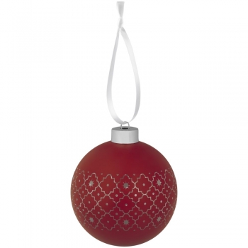 Елочный шар Chain с лентой, 10 см, красный