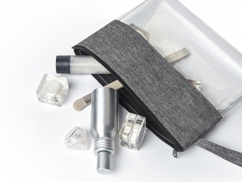 Косметичка из PVC и ткани "Leony", прозрачный/темно-серый