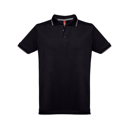 Рубашка-поло мужская SPECTRUM, к/р, чёрный/белый, XL, 100% хлопок, плотность 195 г/м2