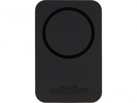 Магнитный беспроводной внешний аккумулятор "MagnetIQ", 5000 mah, 10 W, черный