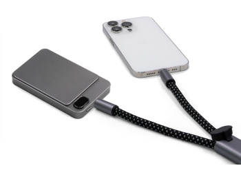 Ремешок-держатель для телефона с зарядным кабелем USB-C - USB-C «Lany Wristband Charge Eco», серый