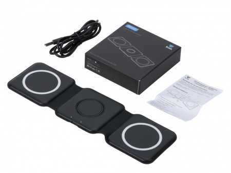 Беспроводное зарядное устройство 3-в-1 «Road», 15 Вт, черный