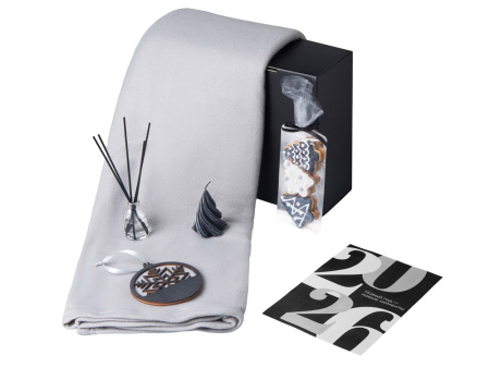 Подарочный набор с пледом, свечой и диффузором, серый