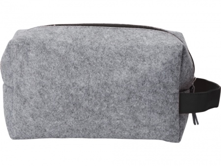 Косметичка из РПЕТ фетра с ручкой "Felt", серый с черным