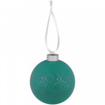Елочный шар Chain с лентой, 10 см, зеленый