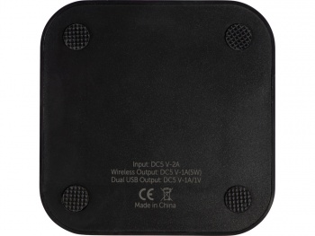 Беспроводная зарядка «Tile» с 2 USB-A, 5 Вт, черный